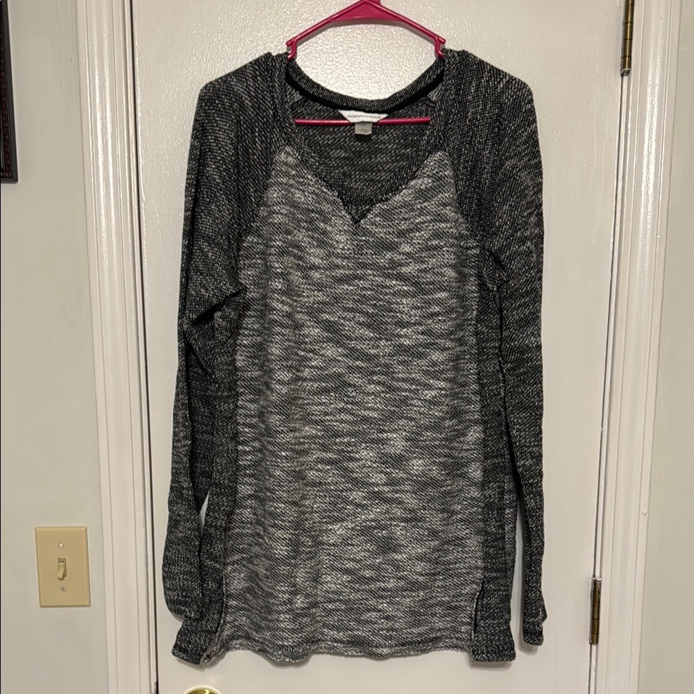 Christopher & Banks Gray Long Sleeve Relaxed Sweater